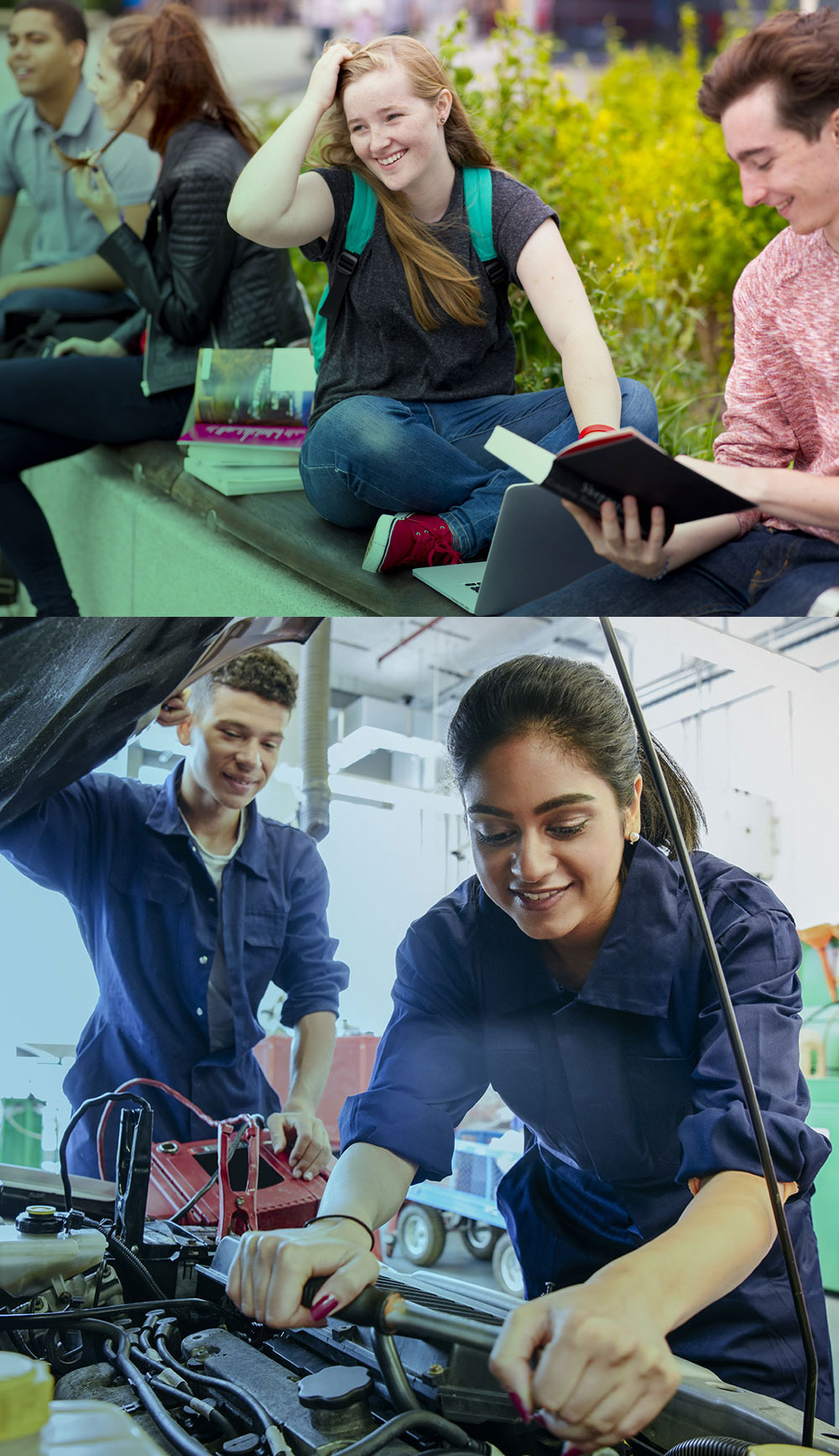 Students and mechanic apprentice image